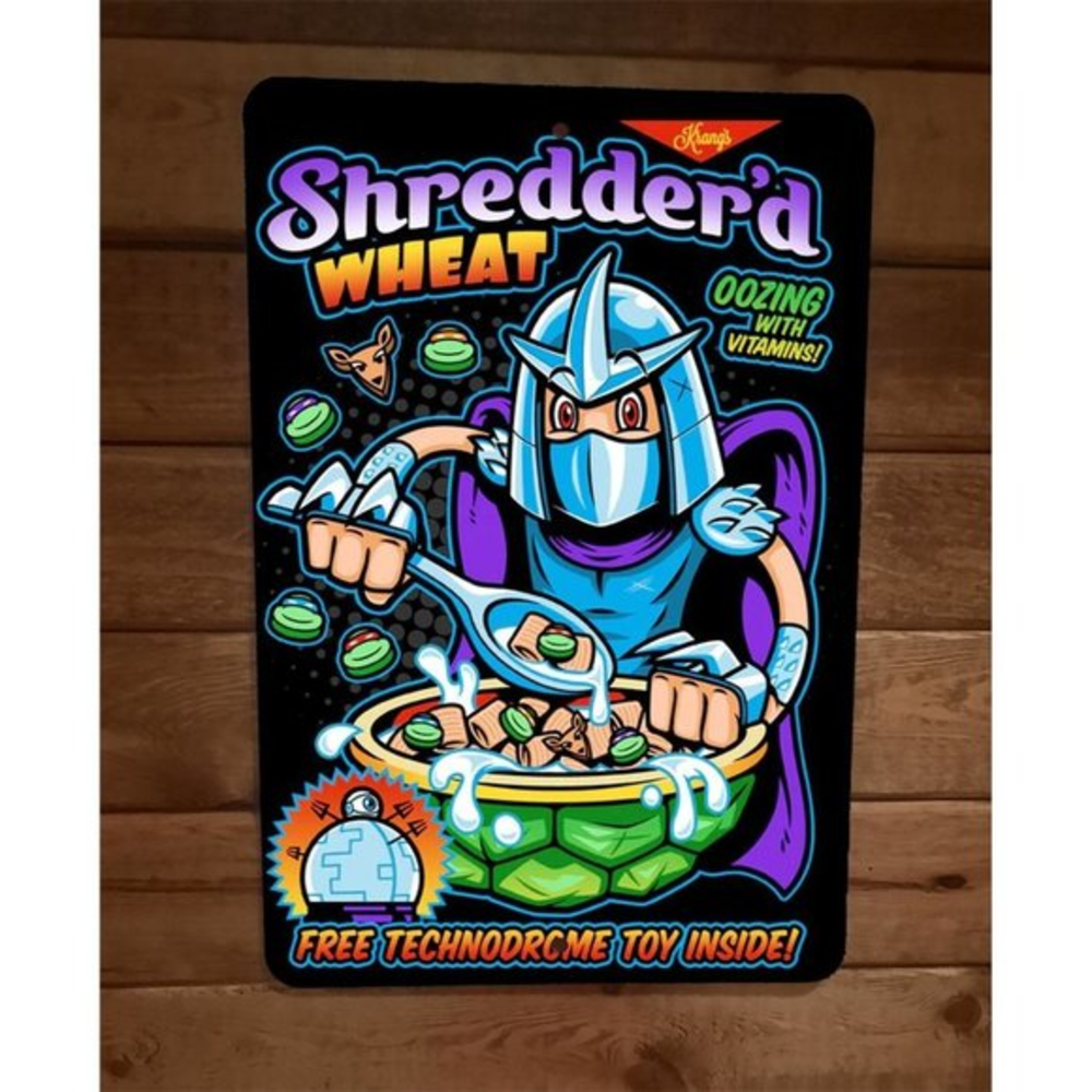 Shredderd Wheat Cereal Funny TMNT Ninja Turtles Parody 8x12 Metal Wall Sign‎